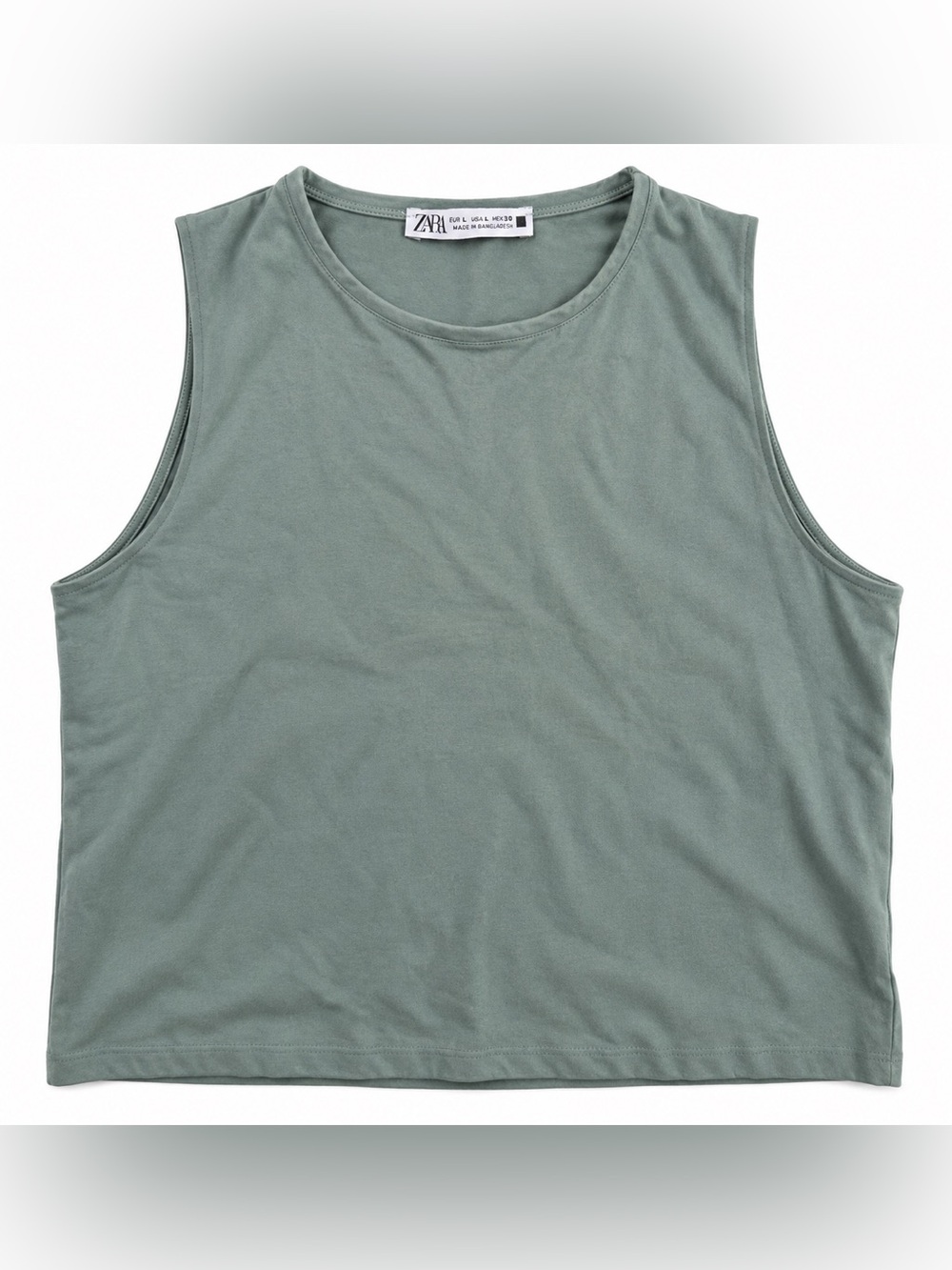 ZARA Women’s Sage Green Sleeveless Cropped Tank Top Size Large L